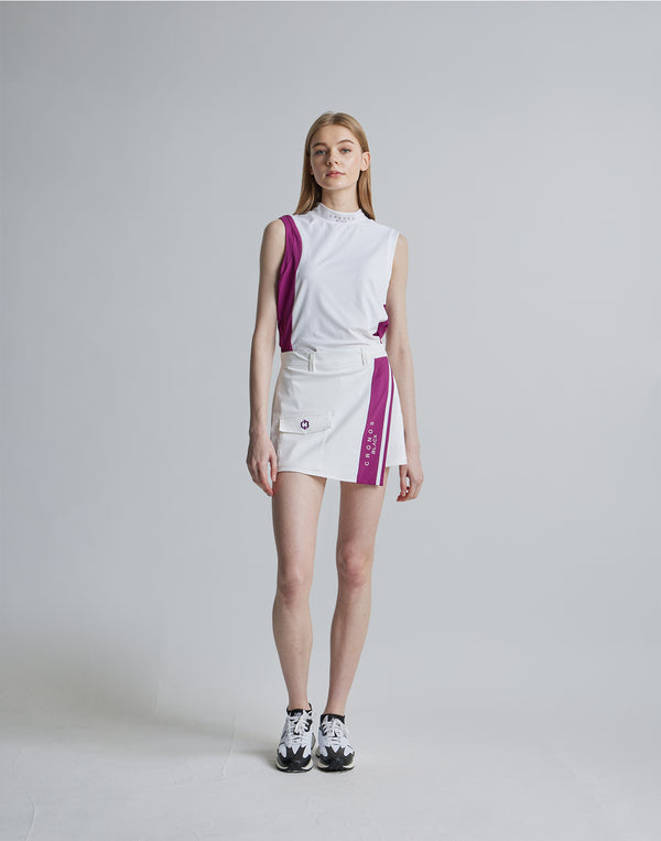 CRONOS BLACK MOCK NECK SLEEVELESS [WHITE×PURPLE]