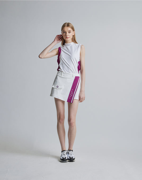 CRONOS BLACK CULOTTE SKIRT [WHITE×PURPLE]
