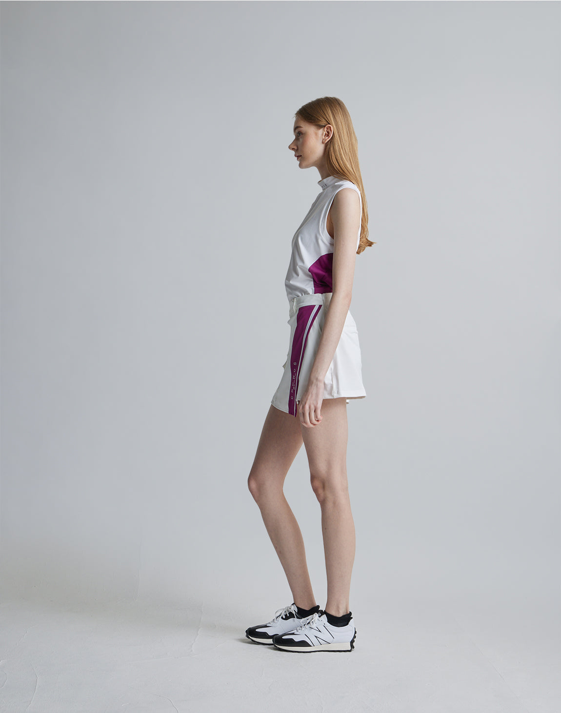 CRONOS BLACK CULOTTE SKIRT【WHITE×PURPLE】