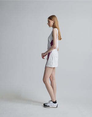 CRONOS BLACK MOCK NECK SLEEVELESS [WHITE×PURPLE]