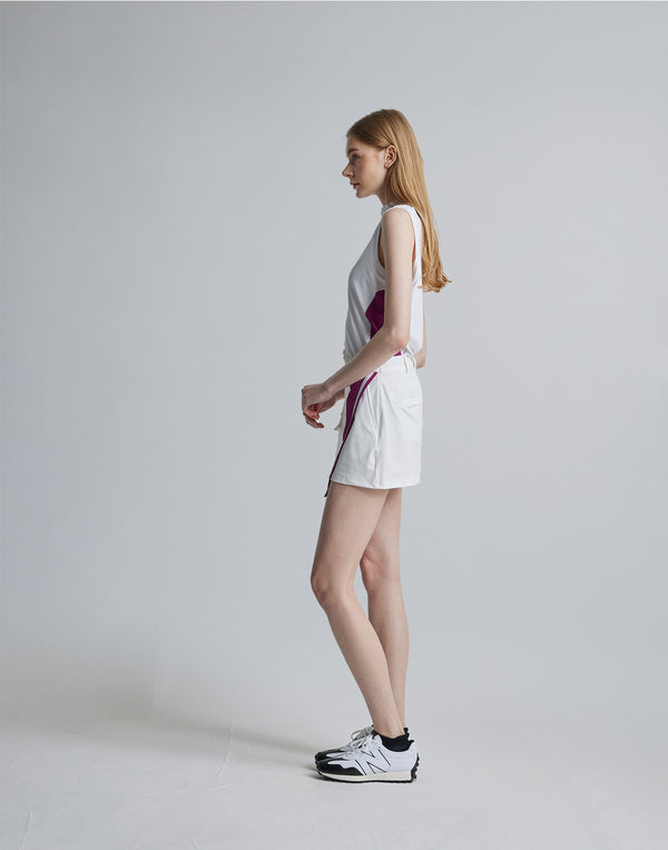 CRONOS BLACK MOCK NECK SLEEVELESS [WHITE×PURPLE]