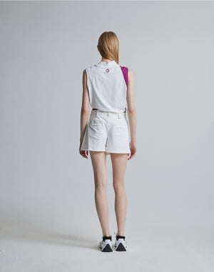 CRONOS BLACK MOCK NECK SLEEVELESS [WHITE×PURPLE]