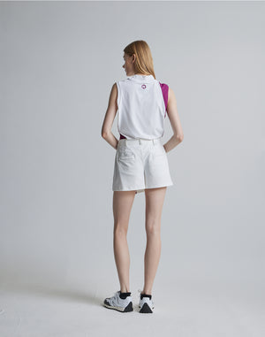 CRONOS BLACK MOCK NECK SLEEVELESS [WHITE×PURPLE]