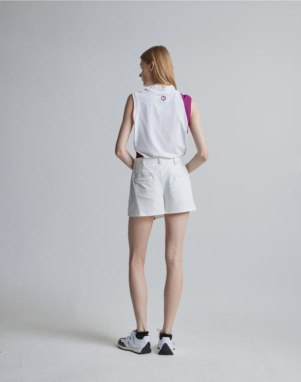 CRONOS BLACK MOCK NECK SLEEVELESS [WHITE×PURPLE]