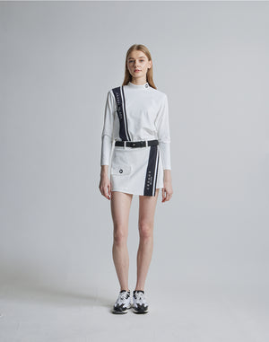 CRONOS BLACK CULOTTE SKIRT [WHITE×BLACK]
