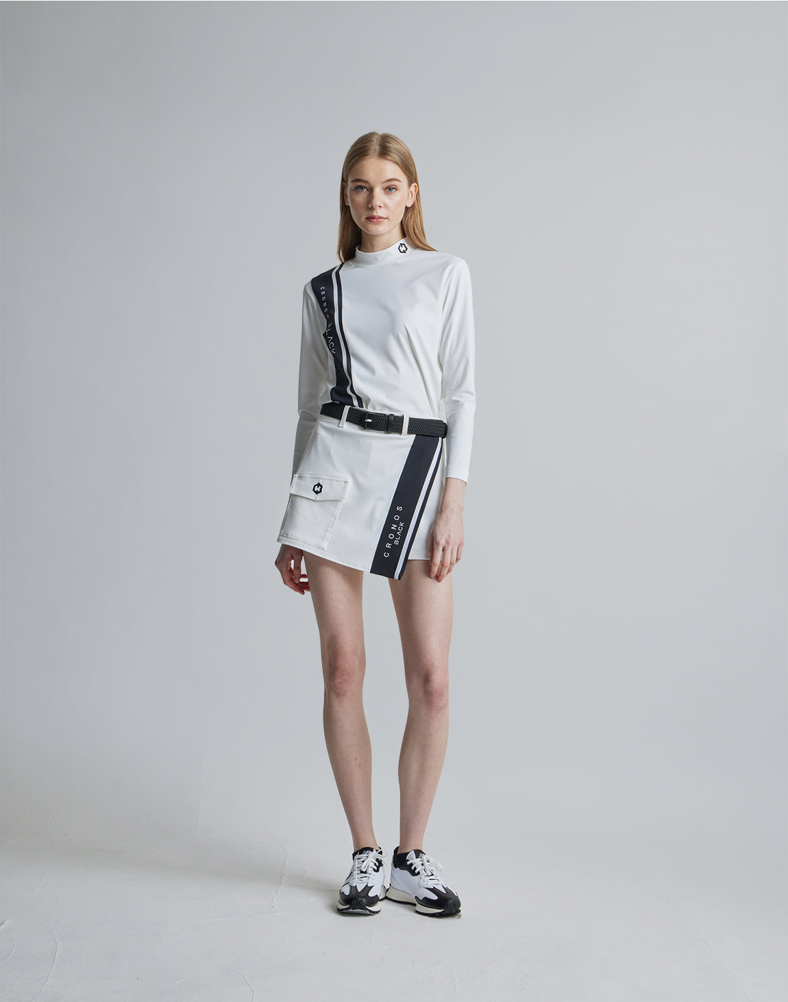 CRONOS BLACK CULOTTE SKIRT【WHITE×BLACK】