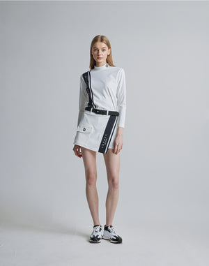 CRONOS BLACK CULOTTE SKIRT [WHITE×BLACK]