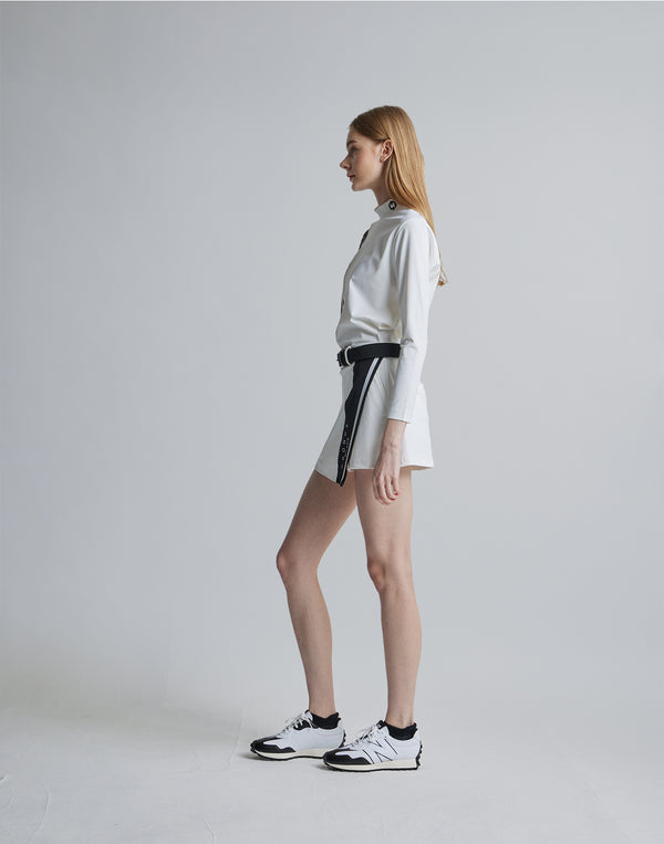 CRONOS BLACK CULOTTE SKIRT [WHITE×BLACK]