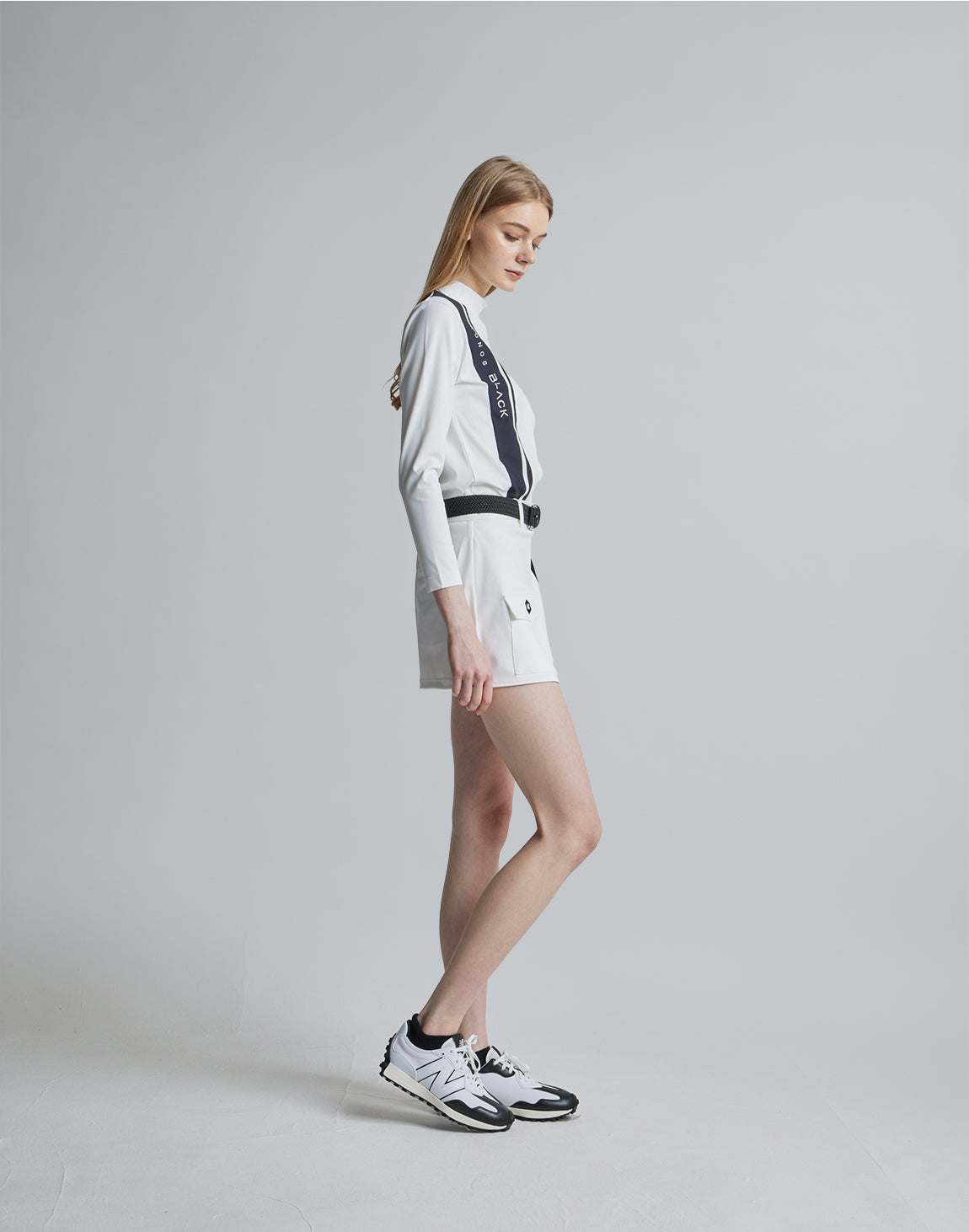 CRONOS BLACK CULOTTE SKIRT【WHITE×BLACK】