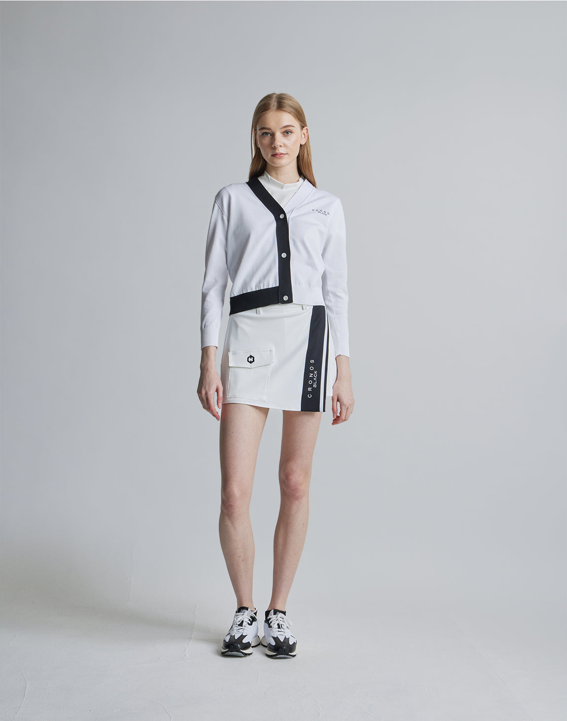 CRONOS BLACK CULOTTE SKIRT【WHITE×BLACK】