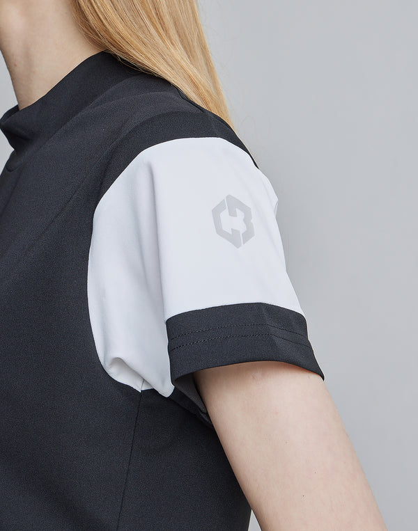 CRONOS BLACK ARMBAND MOCKNECK [WHITE×BLACK]