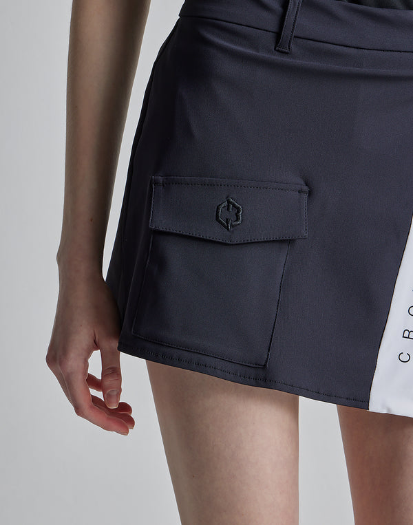 CRONOS BLACK CULOTTE SKIRT [WHITE×PURPLE]
