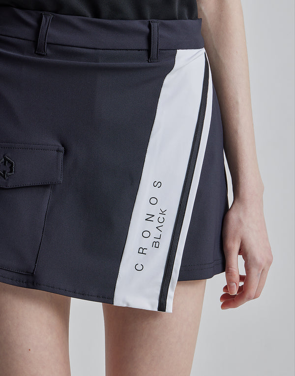 CRONOS BLACK CULOTTE SKIRT [WHITE×PURPLE]