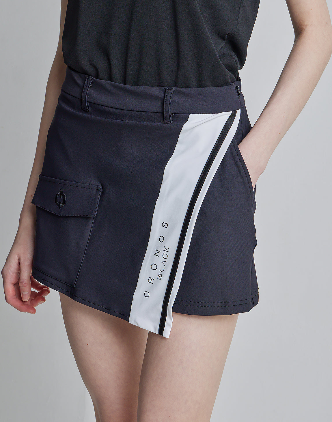 CRONOS BLACK CULOTTE SKIRT【WHITE×PURPLE】
