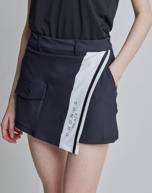 CRONOS BLACK CULOTTE SKIRT [WHITE×PURPLE]