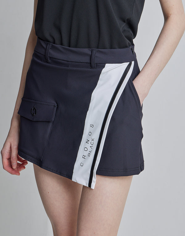 CRONOS BLACK CULOTTE SKIRT [WHITE×PURPLE]