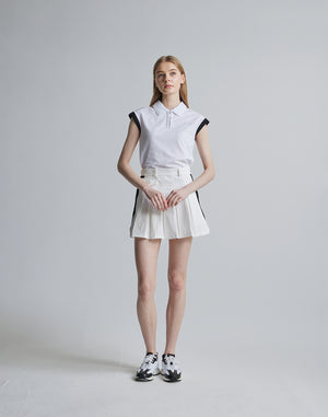 CRONOS BLACK SLEEVELESS POLO [WHITE]