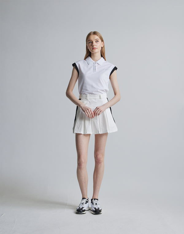 CRONOS BLACK SLEEVELESS POLO [WHITE]