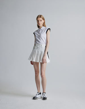 CRONOS BLACK SLEEVELESS POLO [WHITE]