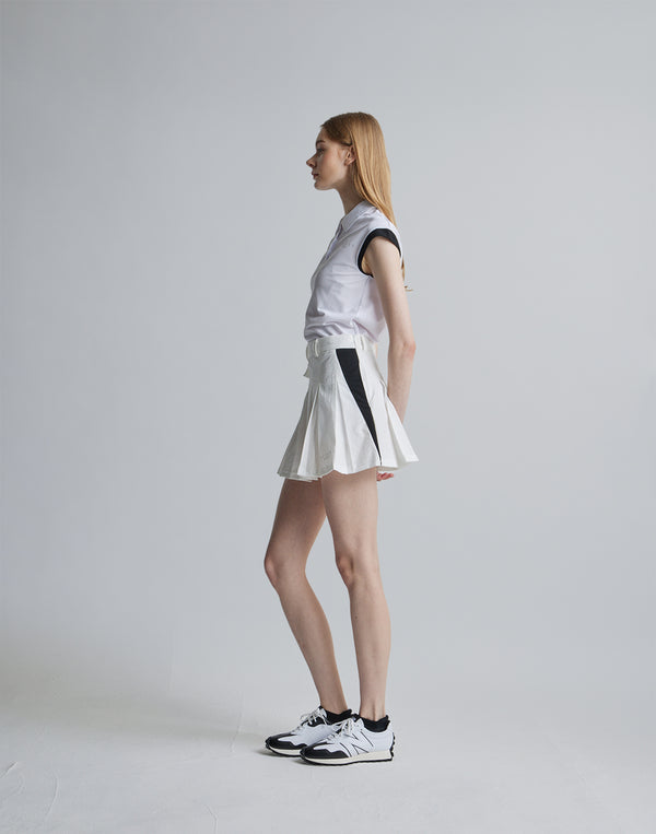 CRONOS BLACK SIDE LINE SKIRT [WHITE]