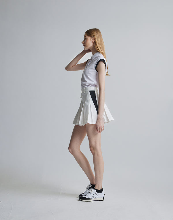 CRONOS BLACK SIDE LINE SKIRT [WHITE]