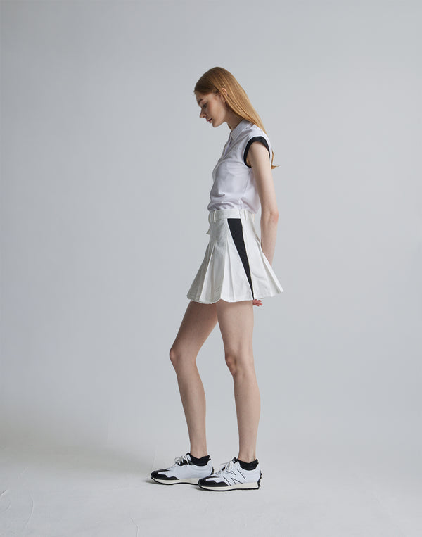 CRONOS BLACK SIDE LINE SKIRT [WHITE]