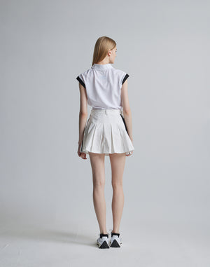 CRONOS BLACK SLEEVELESS POLO [WHITE]