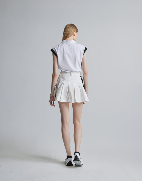 CRONOS BLACK SLEEVELESS POLO [WHITE]