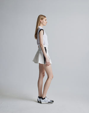 CRONOS BLACK SLEEVELESS POLO [WHITE]