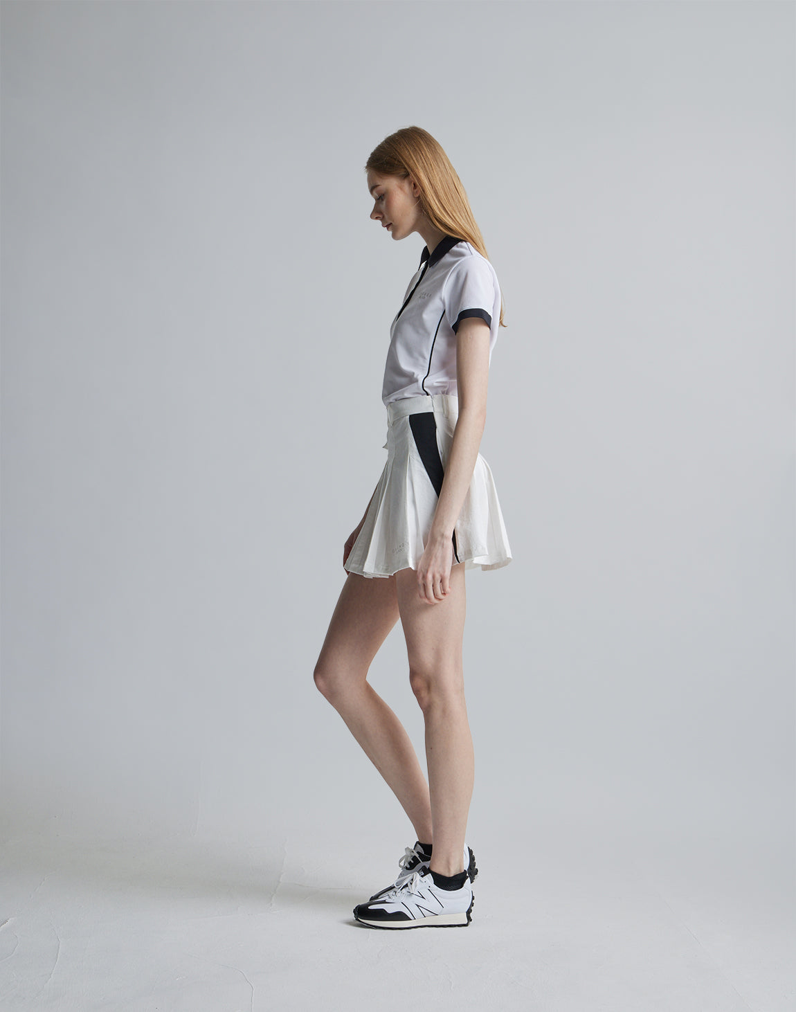 CRONOS BLACK SIDE LINE SKIRT【WHITE】