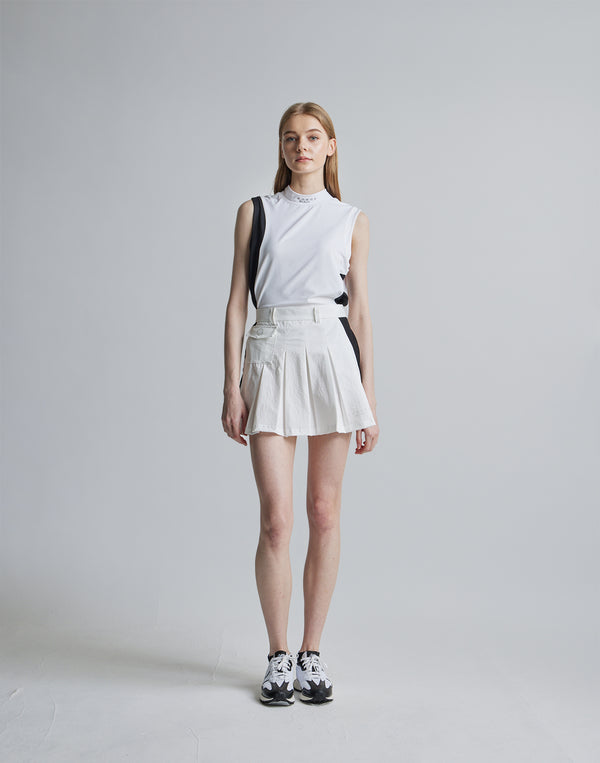 CRONOS BLACK MOCK NECK SLEEVELESS [WHITE×BLACK]
