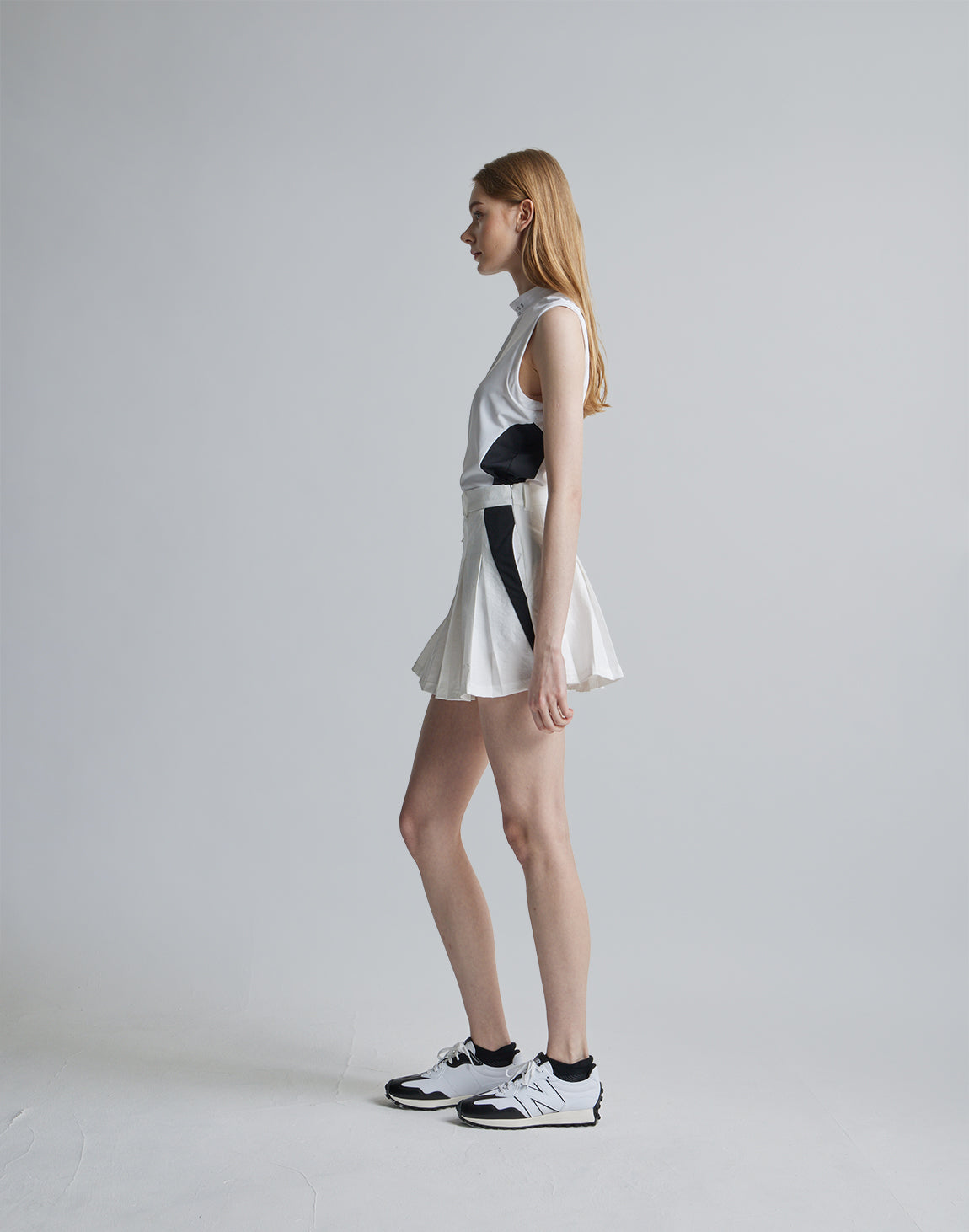 CRONOS BLACK SIDE LINE SKIRT【WHITE】