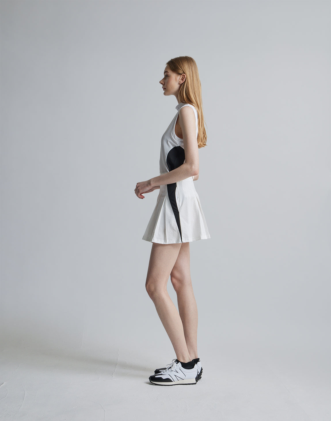 CRONOS レディース スカート CRONOS BLACK SIDE LINE SKIRT【BLACK×WHITE】