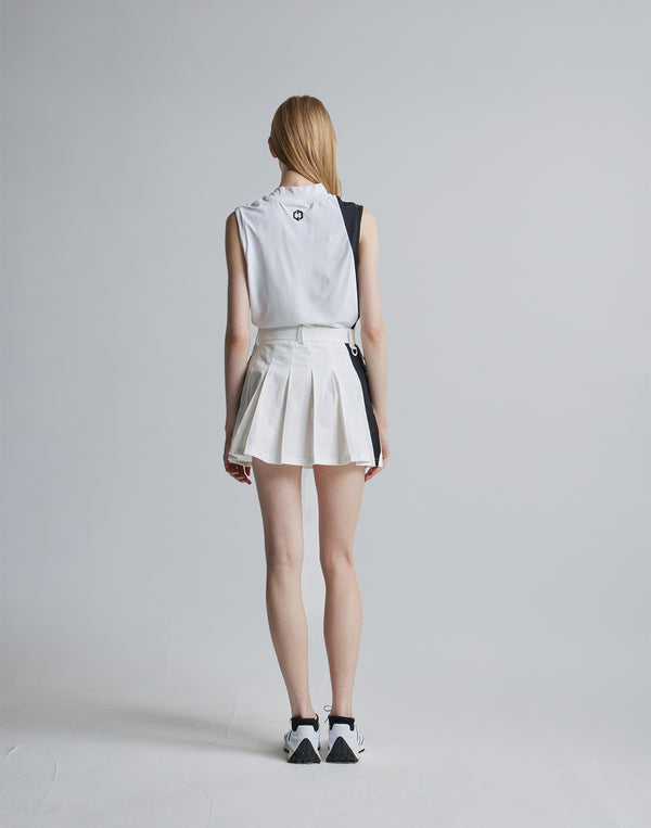 CRONOS BLACK MOCK NECK SLEEVELESS [WHITE×BLACK]