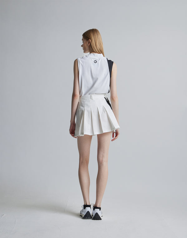 CRONOS BLACK MOCK NECK SLEEVELESS [WHITE×BLACK]