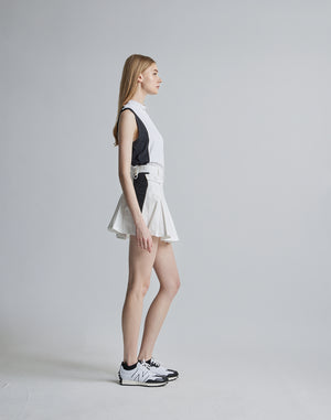 CRONOS BLACK MOCK NECK SLEEVELESS [WHITE×BLACK]