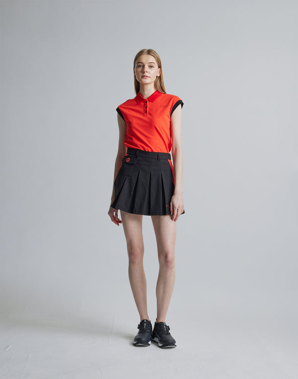 CRONOS BLACK SLEEVELESS POLO [ORANGE]