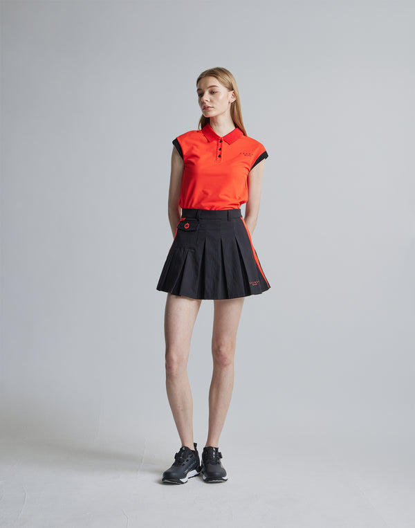 CRONOS BLACK SLEEVELESS POLO [ORANGE]