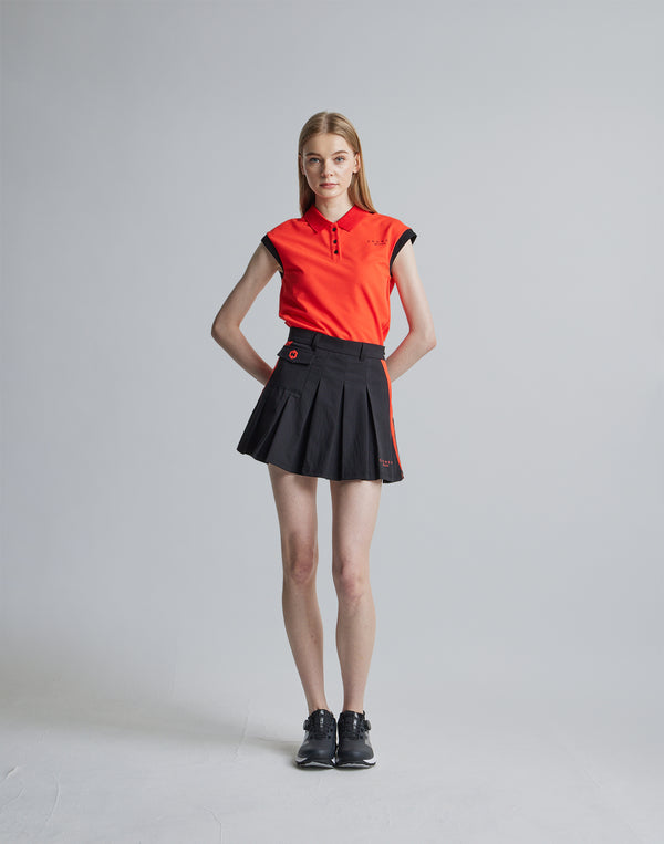 CRONOS BLACK SLEEVELESS POLO [ORANGE]