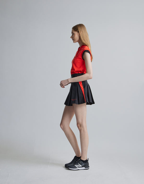 CRONOS BLACK SLEEVELESS POLO [ORANGE]