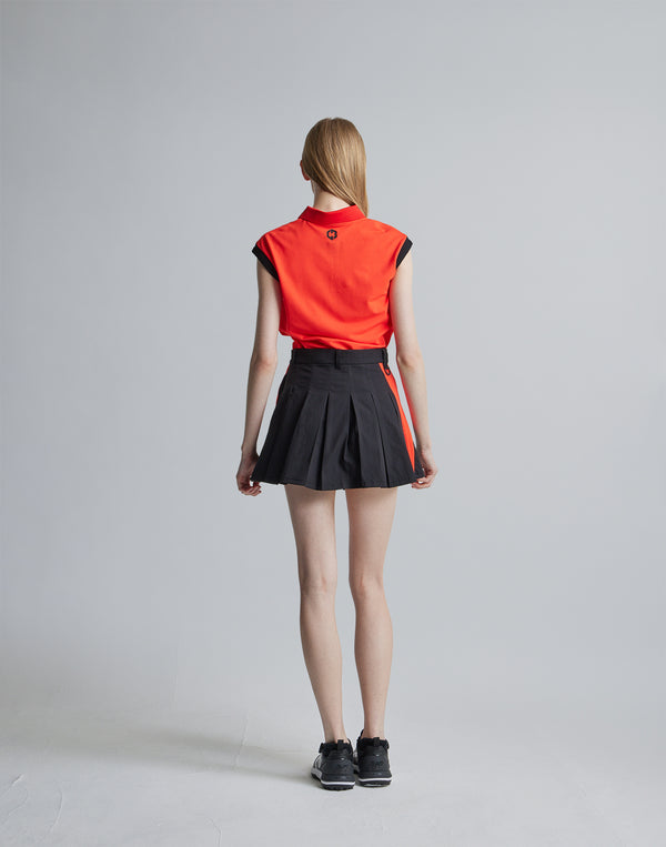 CRONOS BLACK SLEEVELESS POLO [ORANGE]