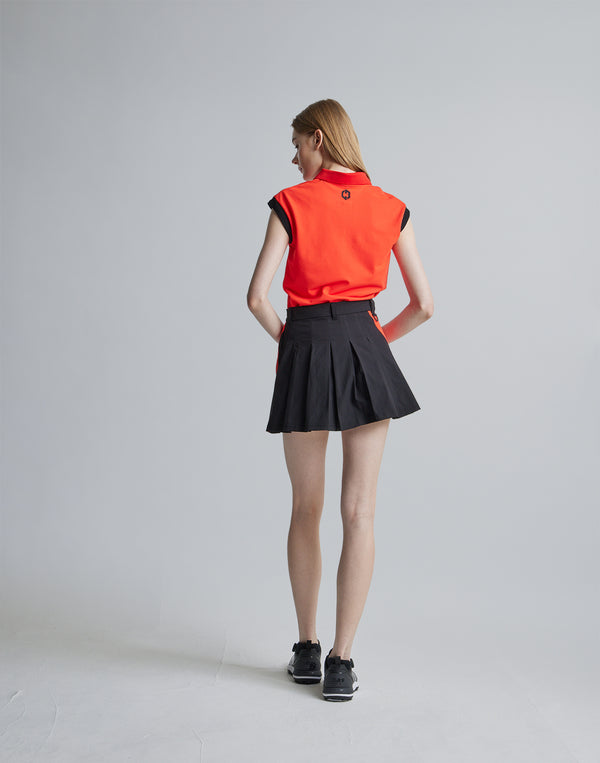 CRONOS BLACK SLEEVELESS POLO [ORANGE]