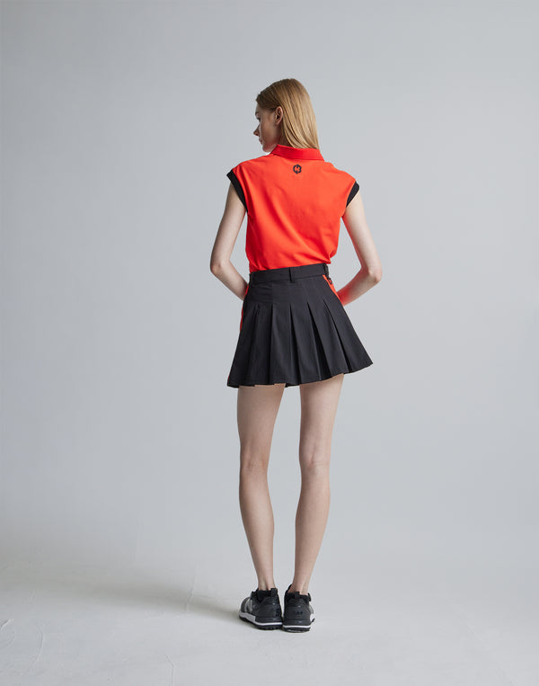 CRONOS BLACK SLEEVELESS POLO [ORANGE]