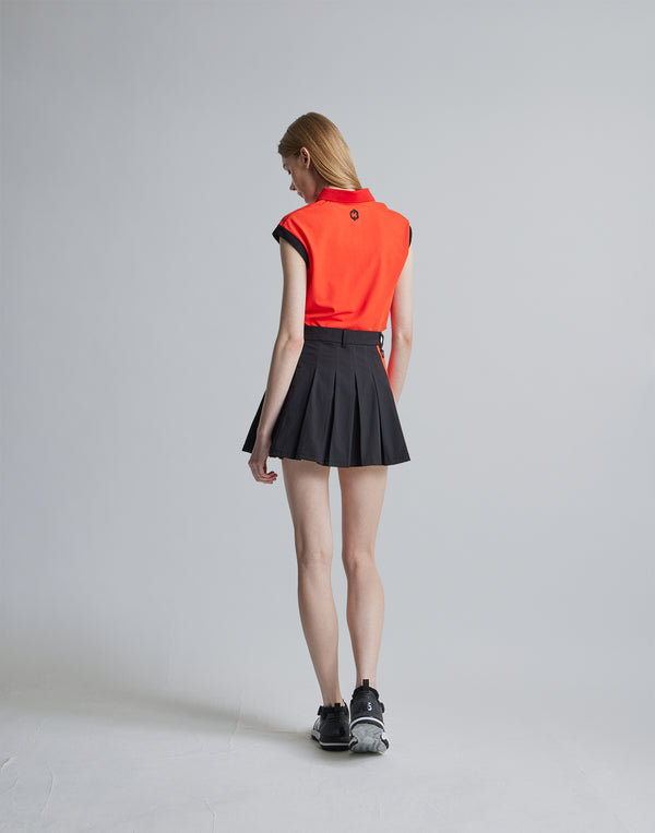 CRONOS BLACK SLEEVELESS POLO [ORANGE]