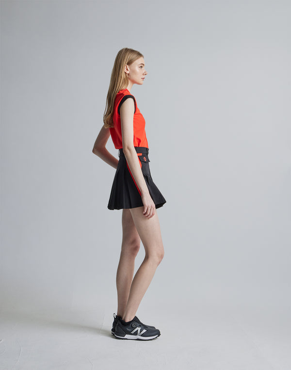 CRONOS BLACK SLEEVELESS POLO [ORANGE]