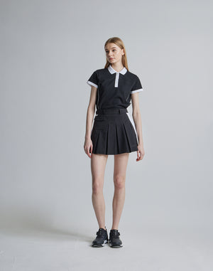 CRONOS BLACK SIDE LINE SKIRT [BLACK×WHITE]