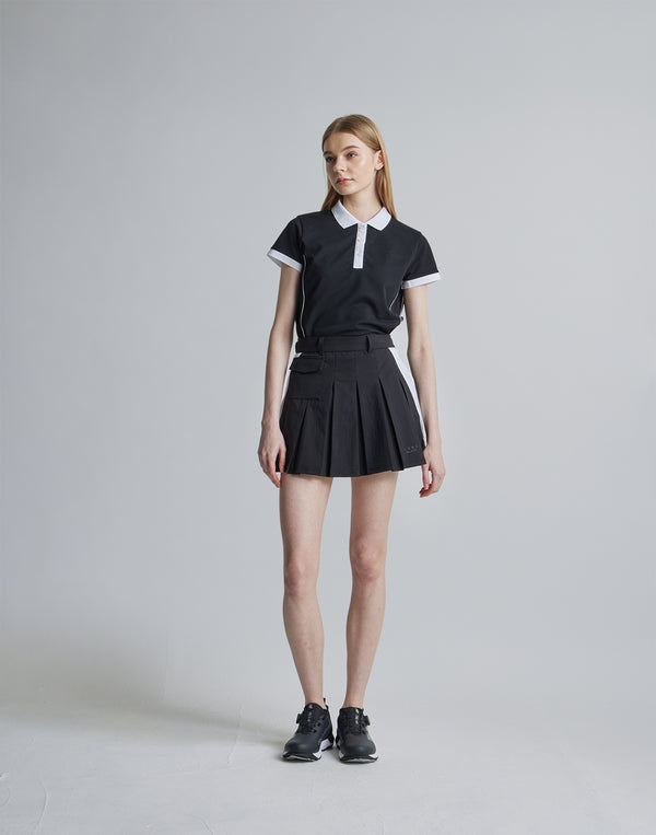 CRONOS BLACK SIDE LINE SKIRT [BLACK×WHITE]