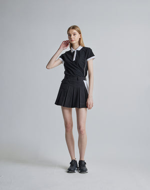 CRONOS BLACK SIDE LINE SKIRT [BLACK×WHITE]
