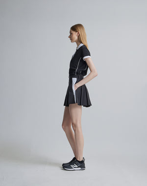 CRONOS BLACK SIDE LINE SKIRT [BLACK×WHITE]