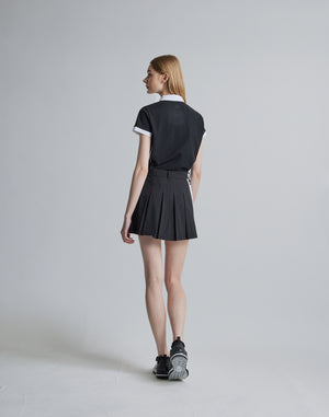 CRONOS BLACK SIDE LINE SKIRT [BLACK×WHITE]